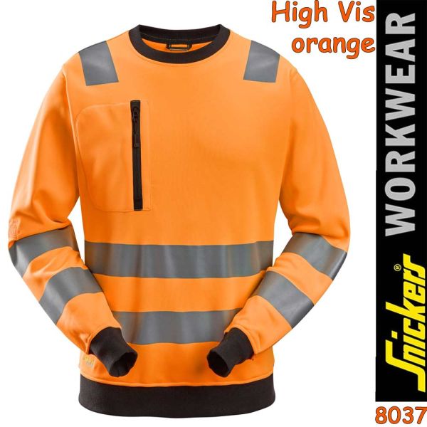 Warnschutz Sweatshirt, AllroundWork, 8037, SNICKERS, orange
