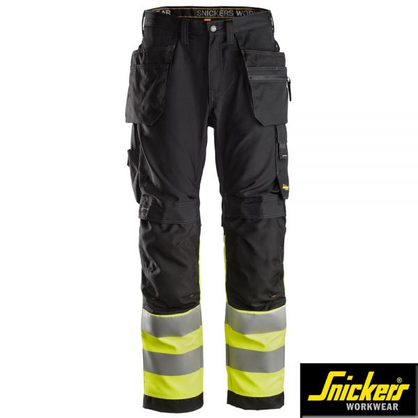 Snickers Workwear, 6233, AllroundWork, High Vis Arbeitshose mit Holstertaschen, Klasse1, warngelb