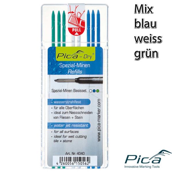 Ersatzminen PICA Dry Spezial - mix, blau, weiss, grün