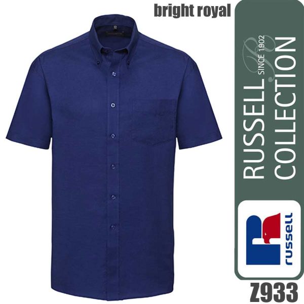 Men`s Short Sleeve Classic Oxford Shirt, Russel - Z933, bright royal