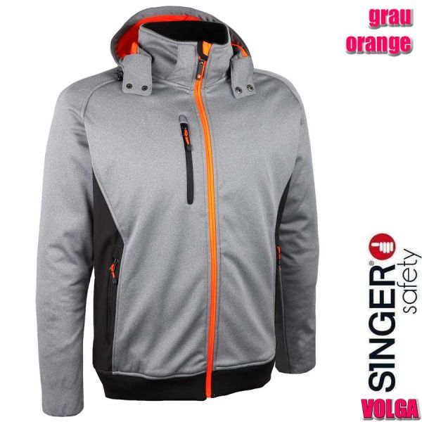 Flexible Softshelljacke, grau/orange VOLGA, SINGER Safety