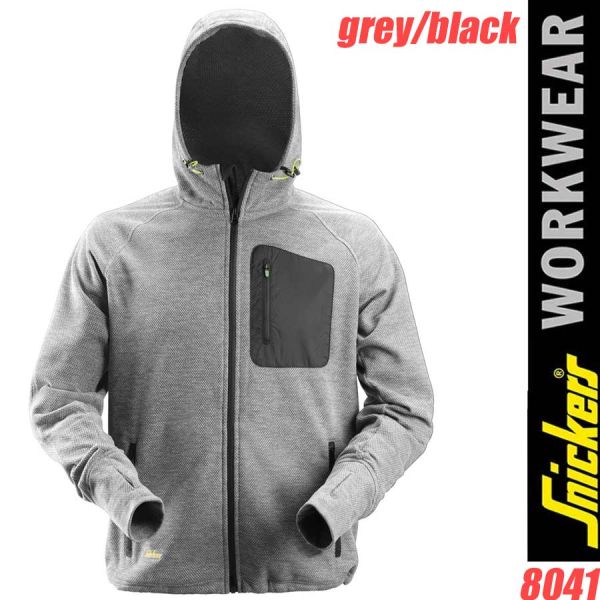 FlexiWork, Fleece Hoodie, 8041, SNICKERS Workwear, grey-black