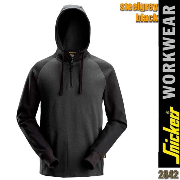 Zweifarbiger Hoodie mit Halbreißverschluss, Snickers - 2842