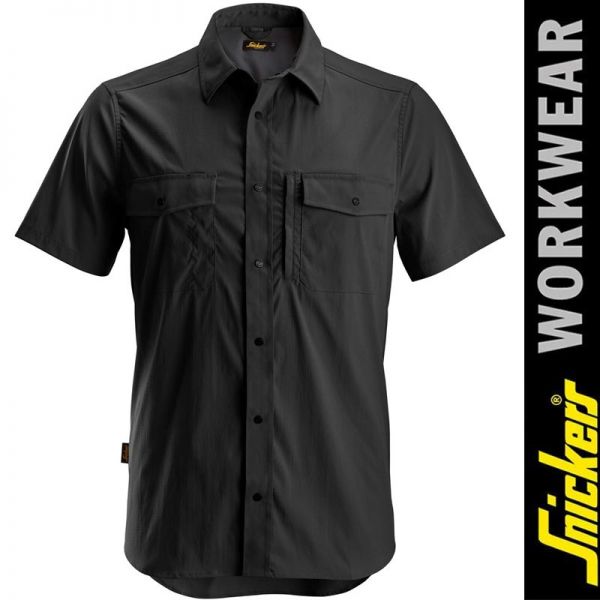 8520-LiteWork-Feuchtigkeitsableitendes kurzarmhemd-SNICKERS Workwear-black