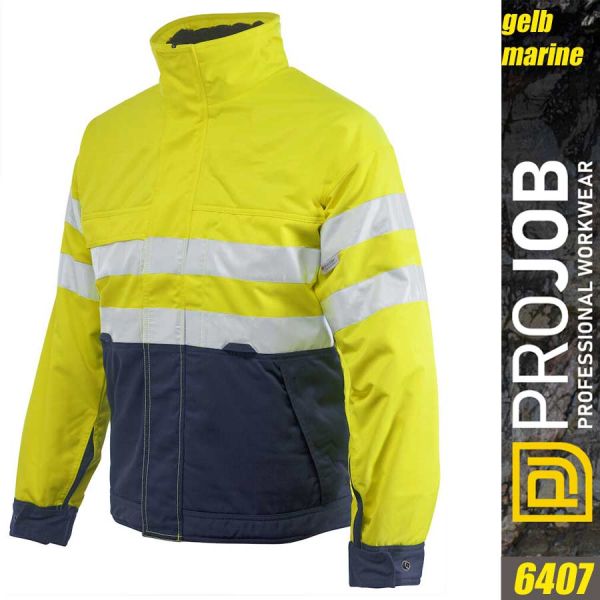 Gefütterte Jacke Warnschutz, KLASSE3, PRO JOB 6407