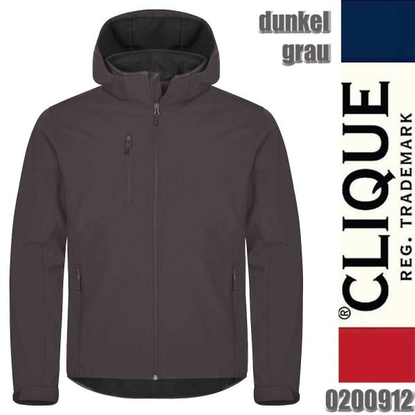 Classic Softshell Hoody Kapuzenjacke, Clique - 0200912, dunkelgrau