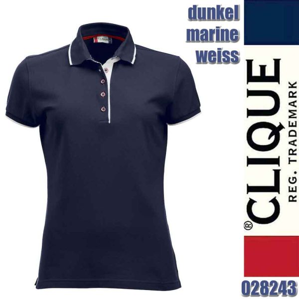 Seattle Ladies Polo Shirt, Clique - 028243, dunkel marine, weiss