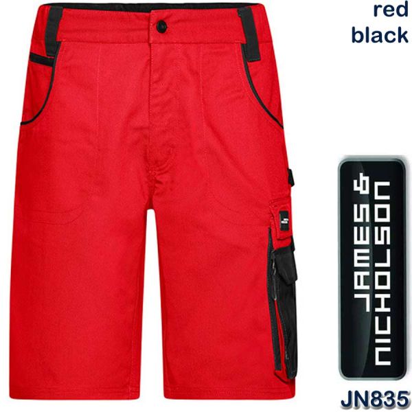 Workwear Bermudas Strong Shorts, James&Nicholson, JN835, red, black