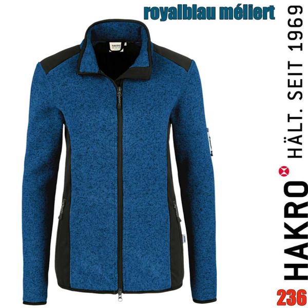 NO. 236 Hakro Damen Strickfleece Jacke Churchill, royalblau meliert