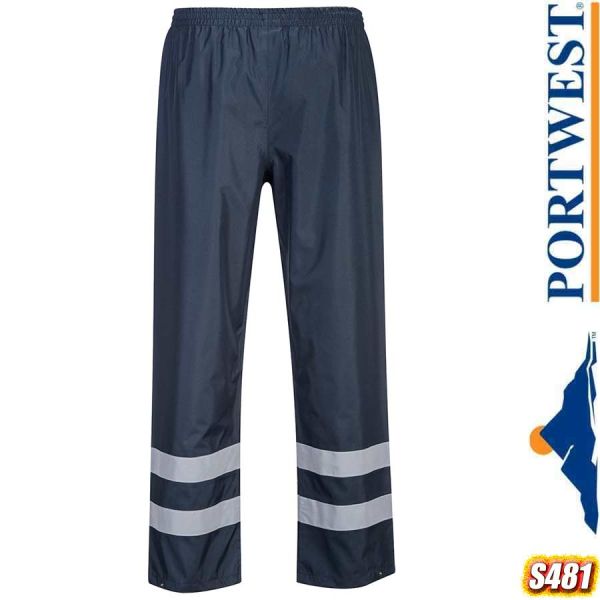 Regenhose, IONA Lite, marine, mit Leuchtstreifen, S481, PORTWEST