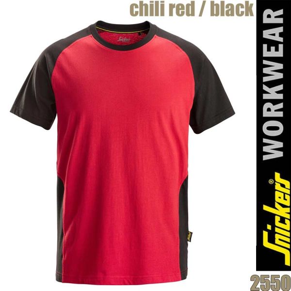 Zweifarbiges T-Shirt, SNICKERS, 2550, chili red, black