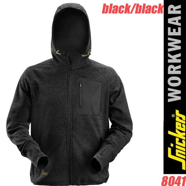 FlexiWork, Fleece Hoodie, 8041, SNICKERS Workwear, black-black