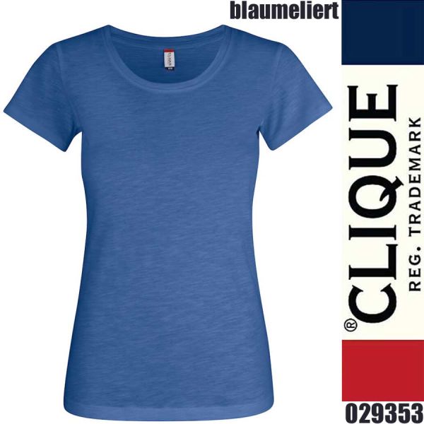 Slub-T Ladies T-Shirt Damen Rundhals, Clique - 029353, blaumeliert