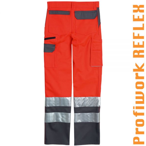 Progresso Reflex Warnschutzhose EN 471 leuchtrot/grau - 10352