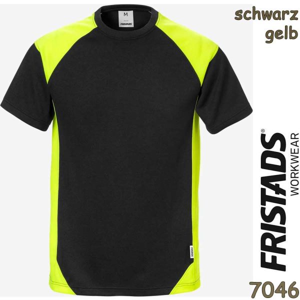 T-Shirt, innen weiche Baumwolle, UV-Schutz -7046, 122396, schwarz-gelb