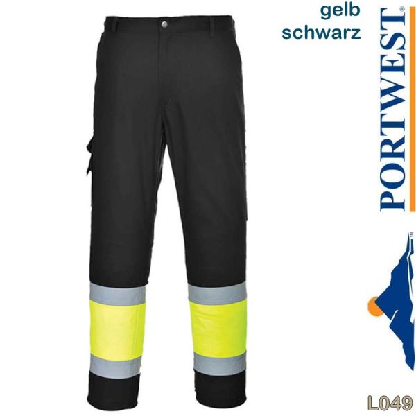 Combat Hose, zweifarbig, HI_VIS, L049, PORTWEST, gelb-schwarz