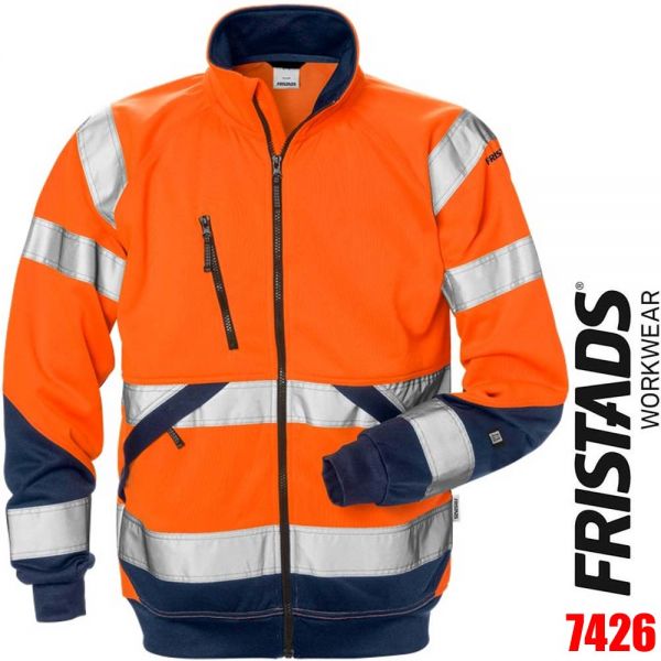 Sweatjacke HI-VIS - Klasse3 - 7426 FRISTADS Workwear - 126534-orange-marine