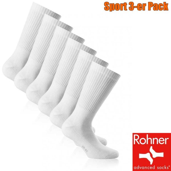 Sportsocken, ROHNER Basic - 3-er Pack , weiss