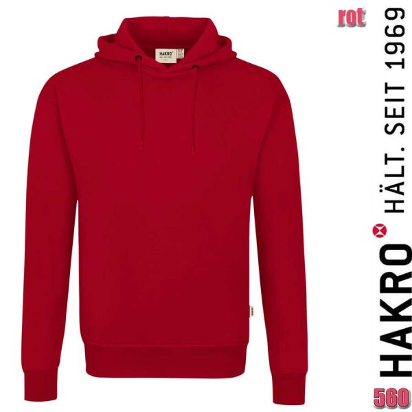 NO. 560 Hakro Kapuzen-Sweatshirt Bio-Baumwolle GOTS, rot