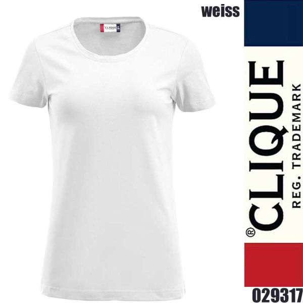 Carolina S/S, Damen T-Shirt Stretch rundhals, Clique - 029317, weiss