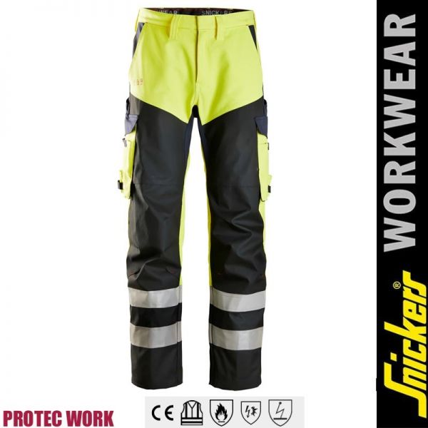 ProtecWork Hi-Vis Arbeitshose mit Schienbeinverstärkung, Klasse1- SNICKERS - 6365