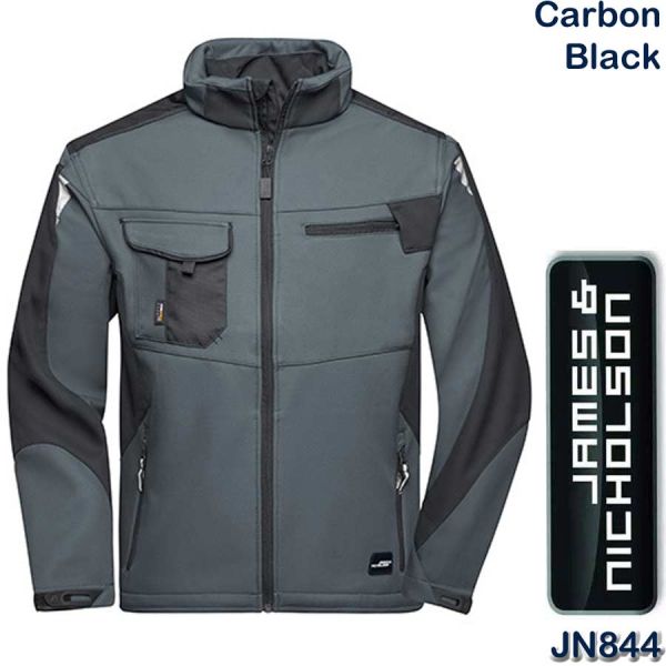 Workwear Softshell Jacket Strong, James & Nicholson, JN844, carbon, black