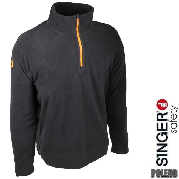 Fleece Sweatshirt mit ZIP, POLENO, schwarz-orange, SINGER Safety