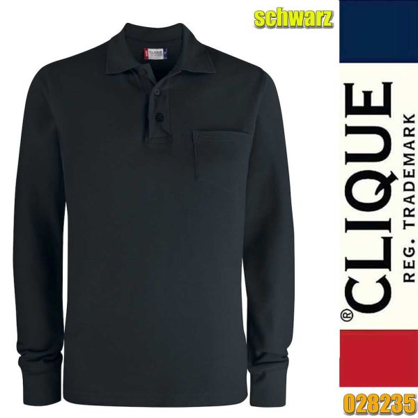 Basic Polo LS Pocket, Clique - 028235, schwarz