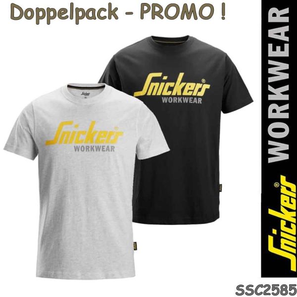 T-Shirt Doppelpack, Promo !, grau/schwarz, SNICKERS SSC2585