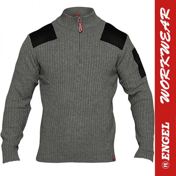 Strickpullover Combat mit Reissverschluss, graumeliert, 8017-501