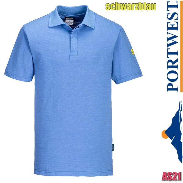 Antistatik ESD Polo-Shirt, blau - AS21, PORTWEST