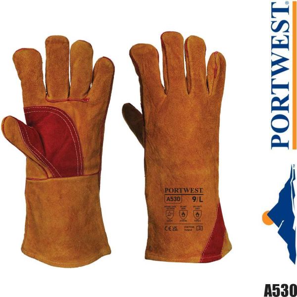 Verstaerkter Schweisser-Handschuh, mit Stulpe, A530