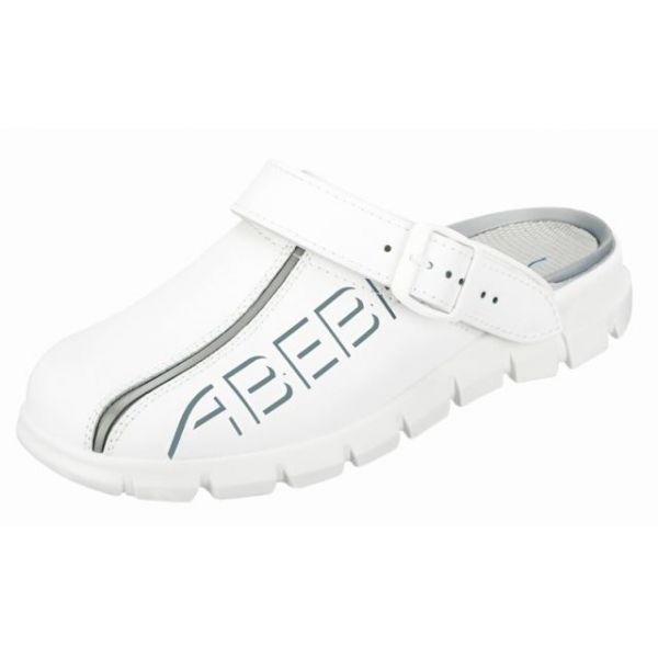 Abeba-Pantolette, (7310) weiss mit Logo,