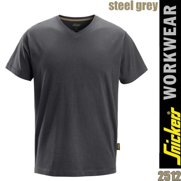 T-Shirt mit V-Ausschnitt, NEUHEIT ! - SNICKERS, 2512, steel grey