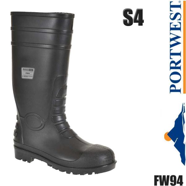 FW94 - Klassik Sicherheitsgummistiefel S4 Schwarz, PORTWEST