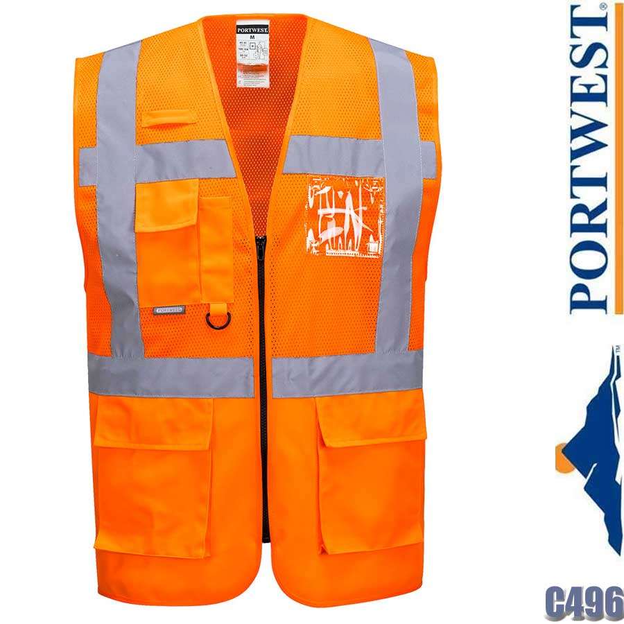 Portwest High Viz Weste Mit Taschen – Größe S,  Produktbild-Vorschau 3