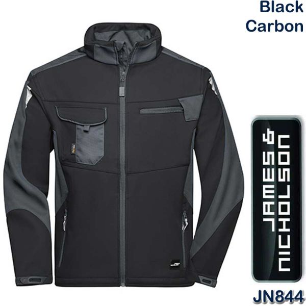 Workwear Softshell Jacket Strong, James & Nicholson, JN844, black, carbon