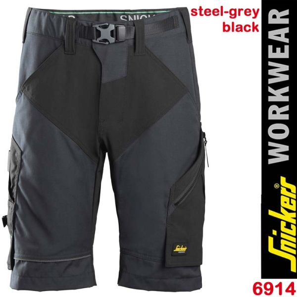 FlexiWork, Arbeitsshorts+, SNICKERS Workwear, 6914, steel grey-black