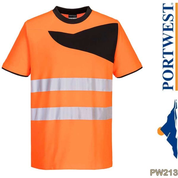 Warnschutz T-Shirt, Klasse2, PW213, PORTWEST, orange-schwarz