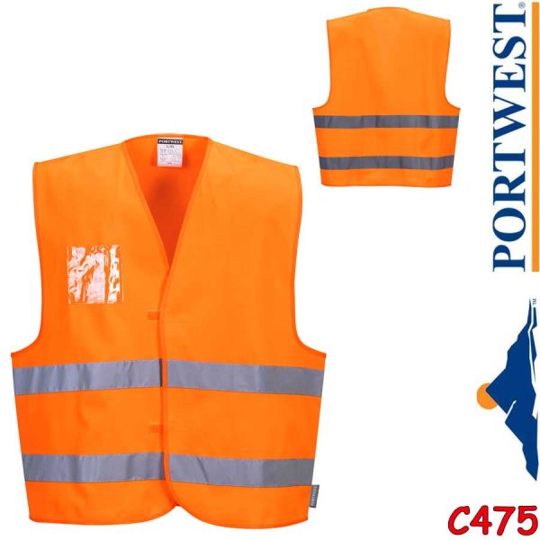 Warnschutzweste-Dual, mit Ausweistasche, C475-PORTWEST, orange