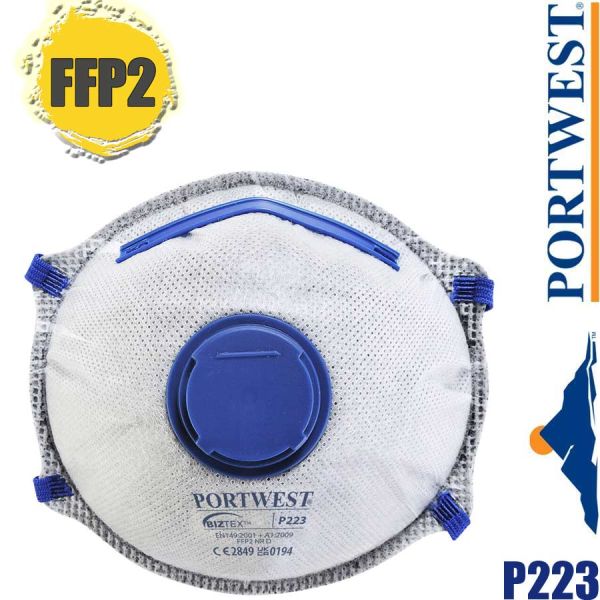 FFP2, Feinstaubmaske mit Ventil, Carbon (10-er Pack) P223, PORTWEST