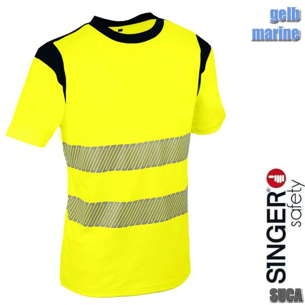 Warnschutz T-Shirt, mit Baumwolle, SUCA, gelb-marine, SINGER Safety