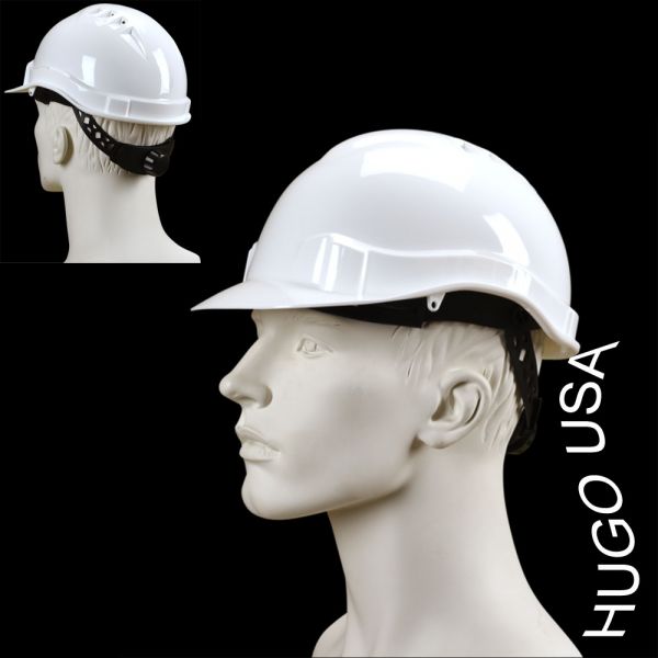 Bauhelm Hugo USA - mit Drehrad - weiss