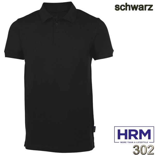 Heavy Stretch Poloshirt, HRM, 302, schwarz