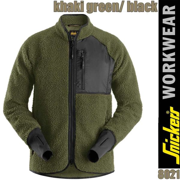 8021 AllroundWork, Faserpelz-Jacke - SNICKERS Workwear, khaki-green, black
