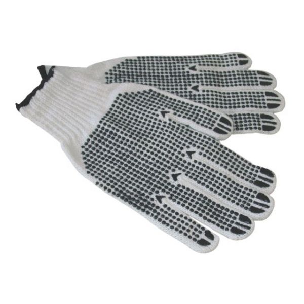 Strickhandschuh weiss, beidseitig mit schwarzen PVC-Noppen, beidseitig tragbar