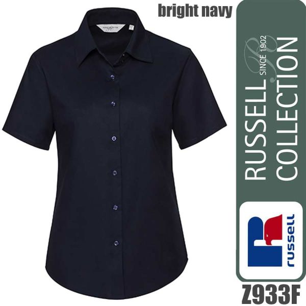 Ladies` Short Sleeve Classic Oxford Shirt, Russel - Z933F, bright navy