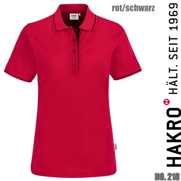 NO. 203 Hakro Damen Poloshirt Casual, rot-schwarz