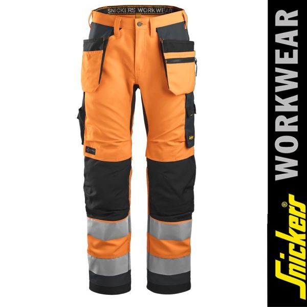 6230 AllroundWork, High-Vis-Arbeitshose+ mit Holstertaschen, Warnschutzklasse 2, orange, steel grey