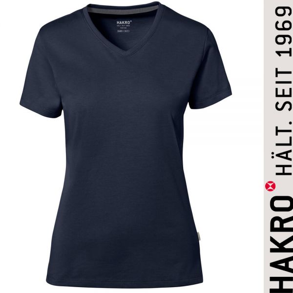 NO. 169 Hakro Damen V-Shirt Cotton Tec-tintenblau